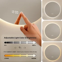 Mirlux Miroir de salle de bain rond éclairé par LED 100 cm, antibuée, sans cadre