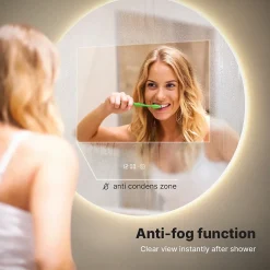 Mirlux Miroir de salle de bain rond éclairé par LED 100 cm, antibuée, sans cadre