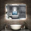 Miroir Lumineux|AICA Sanitaire Miroir de salle de bain rétro-éclairé sans cadre 90x70cm, Tricolore + Anti-buée + Mémoire + Dimmable,