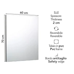 Miroir Grossissant|Kiamami Valentina Miroir De Salle De Bain Simple Avec Cadre En Abs Gris 70X60