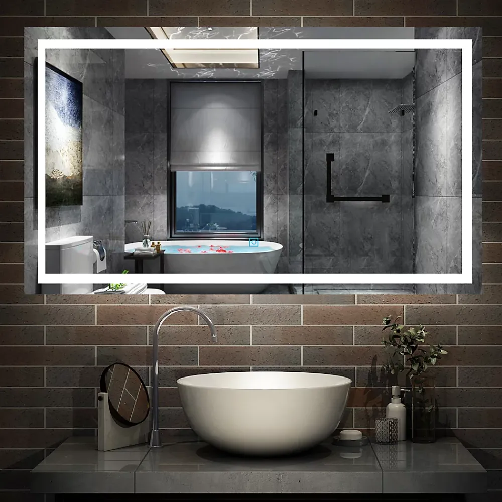 AICA Sanitaire Miroir de salle de bain 120x70cm Tri-color anti-buée LED avec mémoire et lumière gradation,
