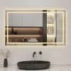 Miroir Lumineux|AICA Sanitaire Miroir de salle de bain 120x70cm Tri-color anti-buée LED avec mémoire et lumière gradation,