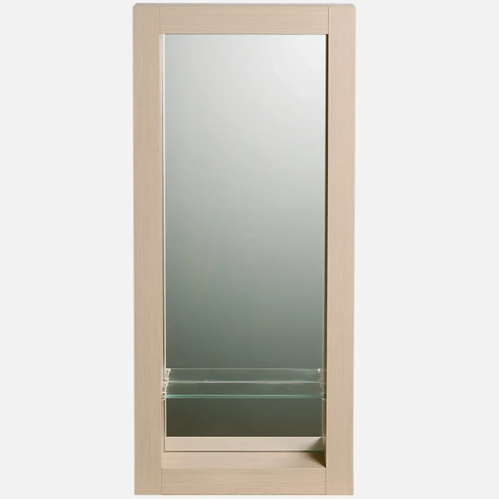Miroir Simple|Autres Miroir de salle de bain 90x40 cm en bois couleur chêne avec étagère fixation murale CEDAM