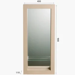 Miroir Simple|Autres Miroir de salle de bain 90x40 cm en bois couleur chêne avec étagère fixation murale CEDAM