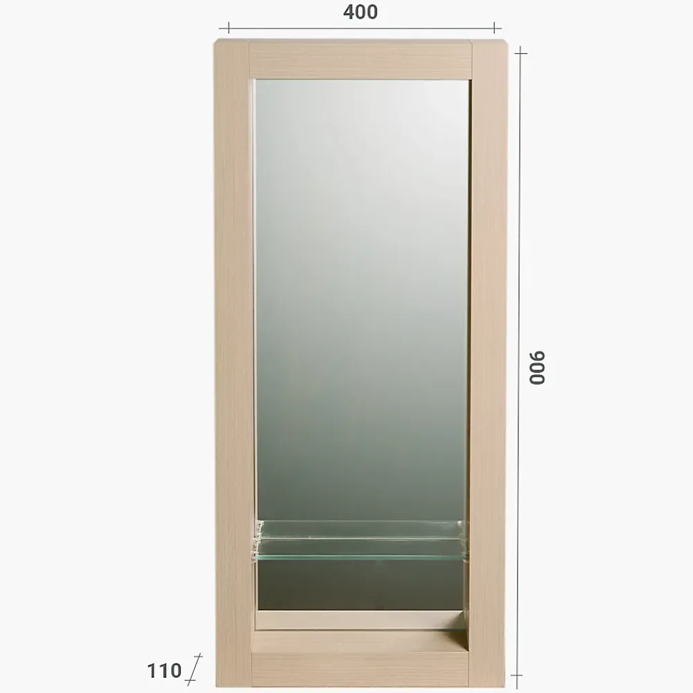 Miroir Simple|Autres Miroir de salle de bain 90x40 cm en bois couleur chêne avec étagère fixation murale CEDAM