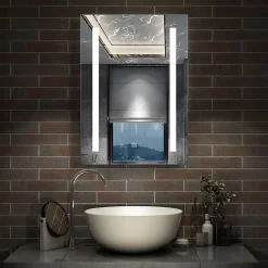 AICA Sanitaire Miroir de salle de bain 60x45cm avec gradation infinie, anti-buée et mémoire, miroir mural,