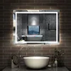AICA Sanitaire Miroir de salle de bain 100x60cm Tri-color anti-buée LED avec mémoire et lumière gradation,