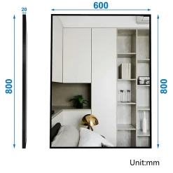Miroir Simple|AICA Sanitaire Miroir de salle de bain 80x60cm Cadre carré miroir or mat suspendu, horizontalement et verticalement,