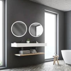 MPGlass Miroir de salle de bains lumineux LED rond Ø60 cm, argenté, Bishop