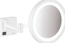 Miroir Grossissant Lumineux|Hansgrohe Miroir de salle de bains lumineux LED grossissant, blanc mat,