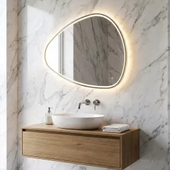 Miroir Lumineux|MPGlass Miroir de salle de bains lumineux LED 80 x 120 cm, argenté, Stone