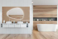 Miroir Lumineux|MPGlass Miroir de salle de bains lumineux LED 80 x 120 cm, argenté, Stone