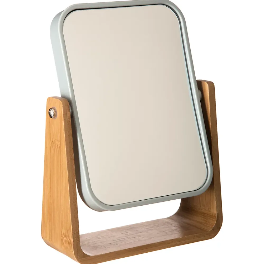 Miroir Simple|5Five Miroir de salle de bains grossissant pivotant à poser blanc et bambou,