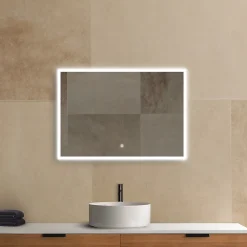 Miroir Lumineux|MPGlass Miroir de salle de bains lumineux LED rectangulaire l. 100 x H. 70 cm Bishop 2