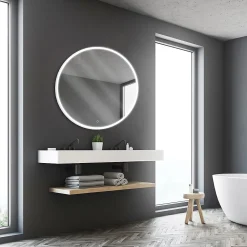 Miroir Lumineux|MPGlass Miroir de salle de bains lumineux LED rond Ø100 cm, argenté, Bishop