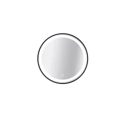 Miroir Lumineux|MPGlass Miroir de salle de bains lumineux LED noir rond Ø 60 cm, Naos