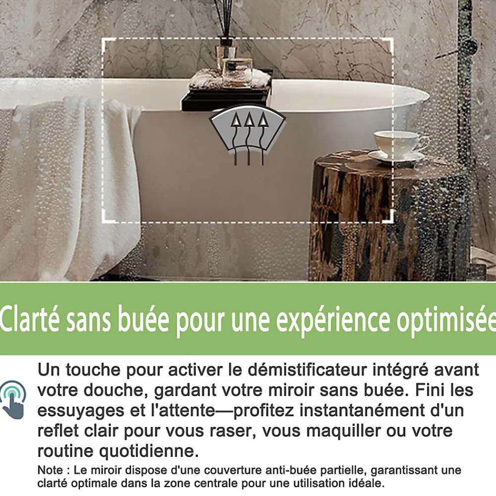 Mon Beau bain Miroir de salle de bains rond 80x80 cm - Anti-Buée , Mémoire, LED,Miroir lumineux de salle de bains