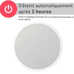 Mon Beau bain Miroir de salle de bains rond 80x80 cm - Anti-Buée , Mémoire, LED,Miroir lumineux de salle de bains