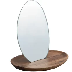 Miroir Simple|Spirella Miroir de salle de bains à poser ovale avec socle en acacia H.20 cm, Alesia