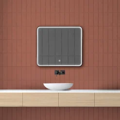 MPGlass Miroir de salle de bains lumineux LED rectangulaire l. 80 x H. 70 cm Denver