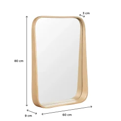 Miroir Simple|Homesight Miroir de salle de bains l.60 x H.80 cm, placage chêne, Thiam