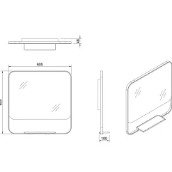 GoodHome Miroir de salle de bains mural blanc avec tablette l.60,5 x H.60.5 x P.12 cm, Maza