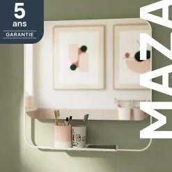 GoodHome Miroir de salle de bains mural blanc avec tablette l.60,5 x H.60.5 x P.12 cm, Maza