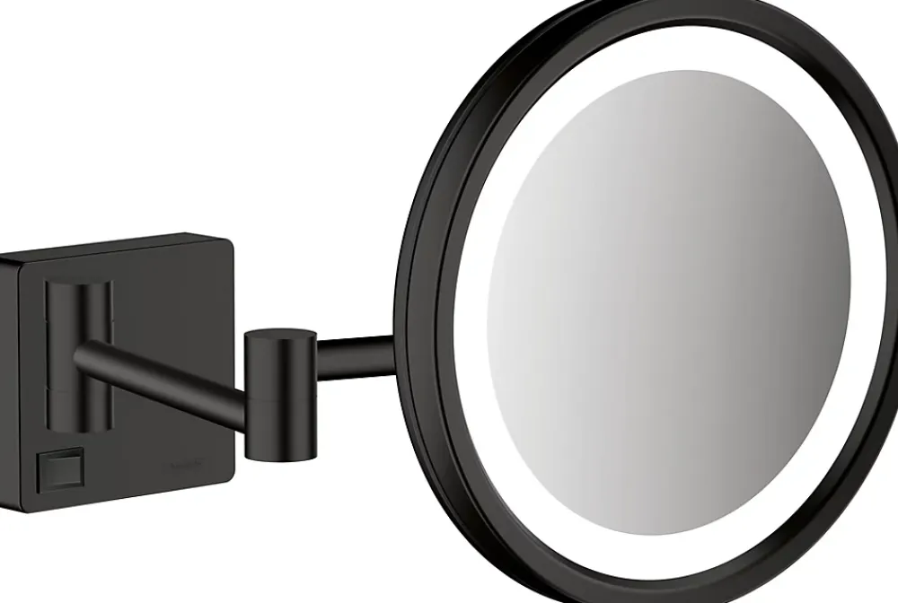 Miroir Grossissant Lumineux|Hansgrohe Miroir de salle de bains lumineux LED grossissant, noir mat,