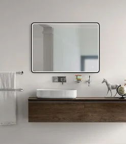 MPGlass Miroir de salle de bains lumineux LED noir 60 x 80 cm, Lyon Chic