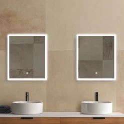 Miroir Lumineux|MPGlass Miroir de salle de bains lumineux LED rectangulaire l. 60 x H. 70 cm Bishop 2