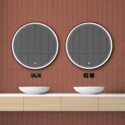 Miroir Lumineux|MPGlass Miroir de salle de bains lumineux LED rond Ø 80 cm Denver