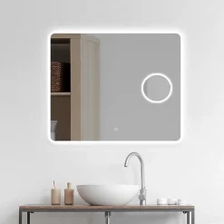 Miroir Lumineux|MPGlass Miroir de salle de bains lumineux LED rectangulaire l. 80 x H. 70 cm Bergen
