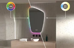 Miroir Lumineux|MPGlass Miroir de salle de bains lumineux à LED L.60 x H.80 cm, Aurora