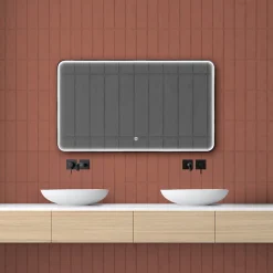MPGlass Miroir de salle de bains lumineux LED rectangulaire l. 120 x H. 70 cm Denver
