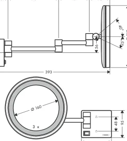 Miroir Grossissant Lumineux|Hansgrohe Miroir de salle de bains lumineux LED grossissant, bronze brossé,