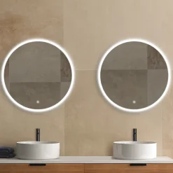 MPGlass Miroir de salle de bains lumineux LED rond Ø 80 cm Bishop 2