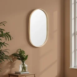 Homesight Miroir de salle de bains ovale l.40 x H.70 cm, placage chêne, Thiam