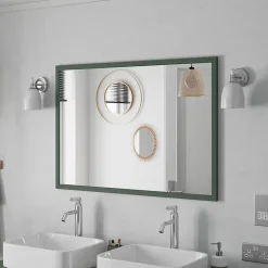 Miroir Simple|GoodHome Miroir de salle de bains vert mat l.70 x L.100 x ép.1,6 cm, Perma