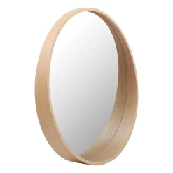 Homesight Miroir de salle de bains rond Ø.60 cm, placage chêne, Thiam