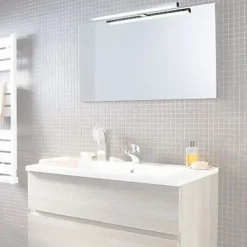 Miroir de salle de bains lumineux LED effet chêne clair l.90 cm, Calao