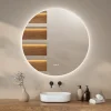 Mirlux Miroir de salle de bains lumineux LED rond 120cm, Sans Cadre, Antibuée