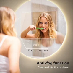 Mirlux Miroir de salle de bains lumineux LED rond 120cm, Sans Cadre, Antibuée