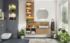 MPGlass Miroir de salle de bains lumineux LED, connexion Bluetooth, Ø80cm, argenté, BroadWay