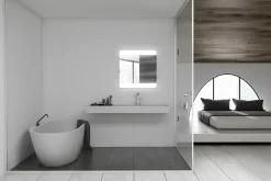 Miroir Lumineux|MPGlass Miroir de salle de bains lumineux LED, argenté l.70 x H. 65 cm, Vague
