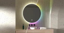 Miroir Lumineux|MPGlass Miroir de salle de bains rond lumineux à LED Ø80 cm, Aurora