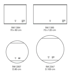 Miroir Lumineux|MPGlass Miroir de salle de bains lumineux LED connecté 70 x 80 cm, argenté, BroadWay