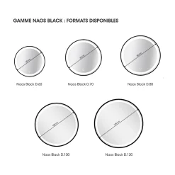 MPGlass Miroir de salle de bains lumineux LED noir rond Ø80, Naos Black