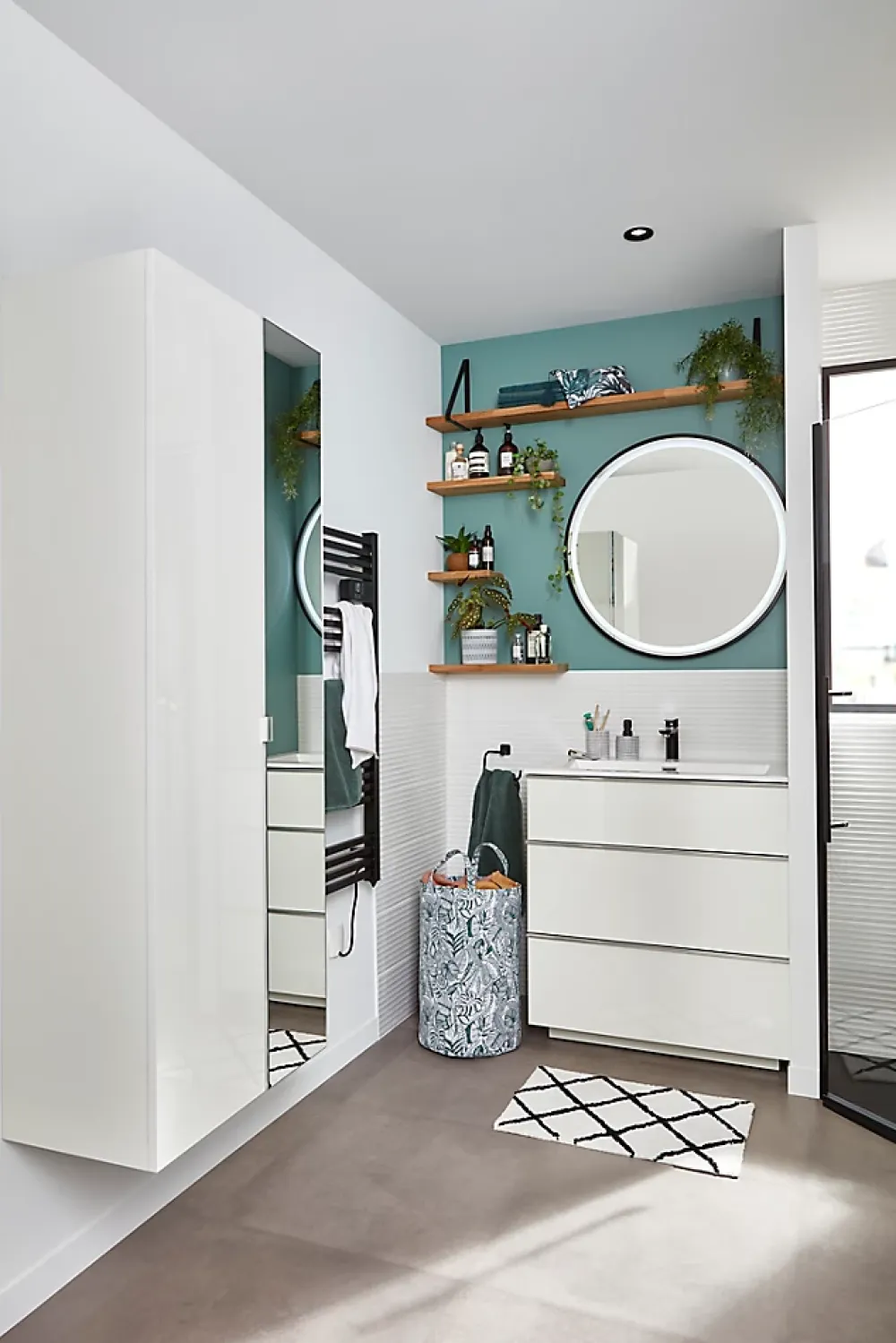 MPGlass Miroir de salle de bains lumineux LED noir rond Ø80, Naos Black