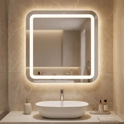 Miroir Lumineux|Cooke & Lewis Miroir de salle de bains lumineux LED 60 x 60 cm, Charlestown