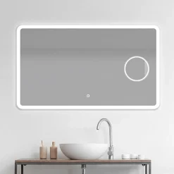 MPGlass Miroir de salle de bains lumineux LED rectangulaire l. 120 x H. 70 cm Bergen